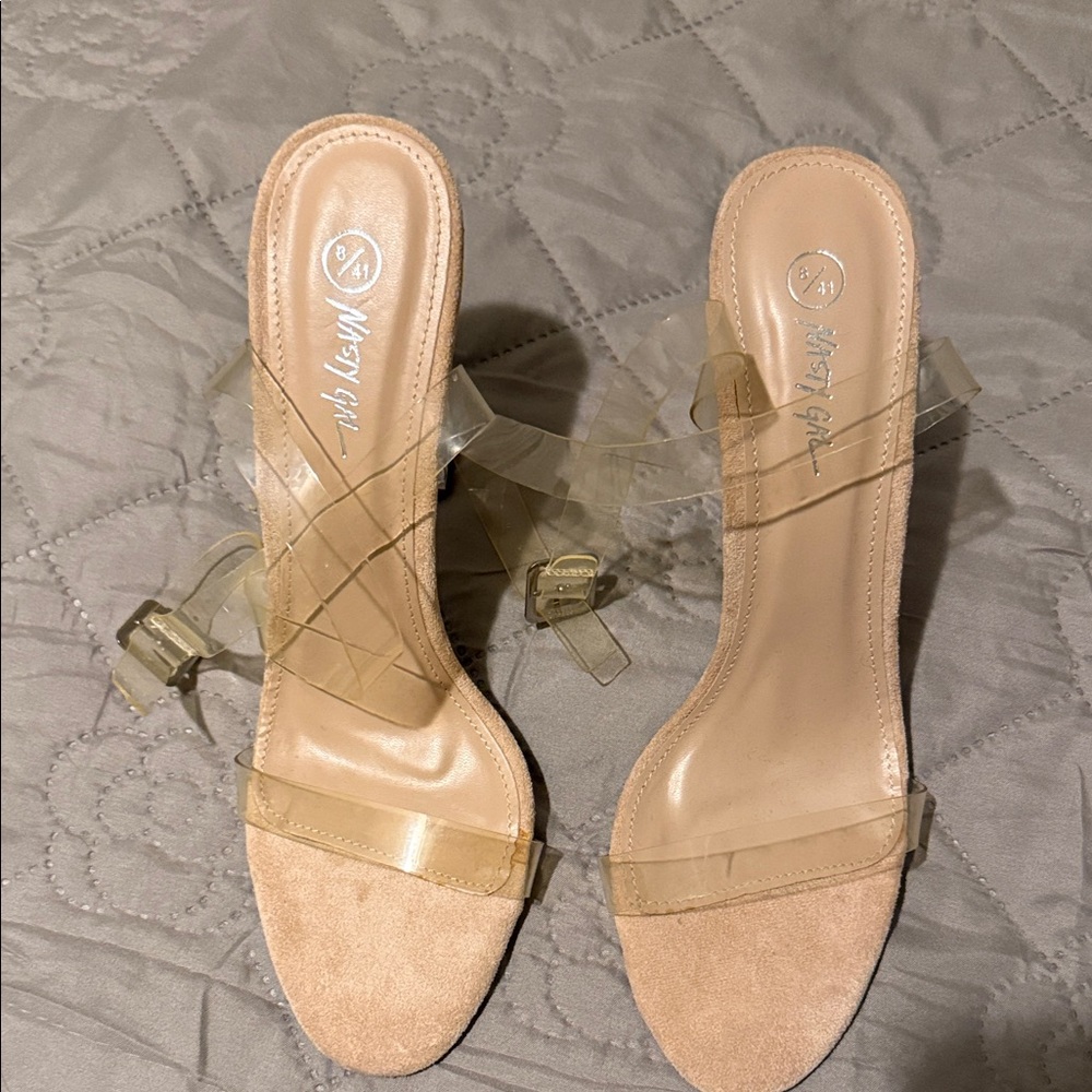 Nasty Gal Transparent and Tan Heels